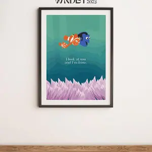 Hand-Drawn Finding Nemo Cartoon Poster Full Hd 600 Dpi Resolution Vintage Home Decor Gift For Himher