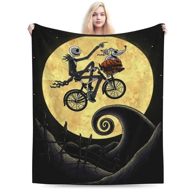 The Nightmare Before Christmas Print Flannel Blanket, 60"x80" Large, Super Soft, Lightweight, Wrinkle Resistant, All-Season Use, Warm for Living Room & Bedroom – Ideal for Christmas, Wedding, Thanksgiving Gatherings