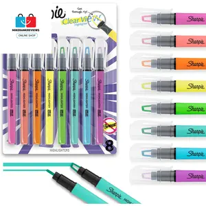 Clear View Highlighter Sticks, Chisel Tip, Assorted Fluorescent, 8 Count No Brand