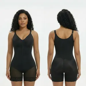 Women's  Fajas Colombianas shapewear Tummy Control Butt Lifter Shaper with Zipper Crotch detachable shoulder strap Womenswear Bodysuit Compression woman Tummy Control Camisole zipper corset enhancement V-Neck Seamless
