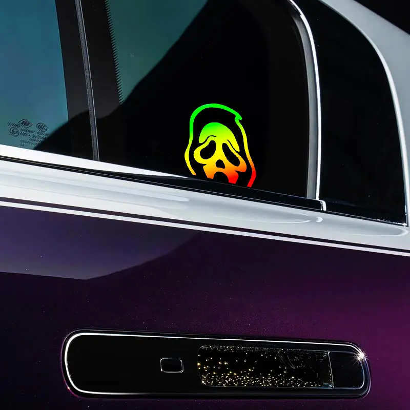 Hugexpen Ghost Automotive Decals - Laser Sticker Car Styling Decals, Halloween Car Decor, Exterior Paint & Motorcycle Surface Accessory (Truck, Windshield Alternative)