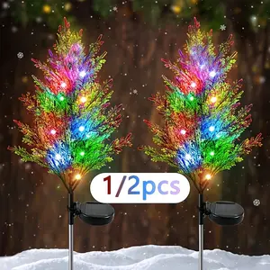Solar Powered Garden Lights, Multicolor LED Pine Tree Lanterns, Outdoor Christmas Fluorescent Lights, Landscape Decorative Lamps