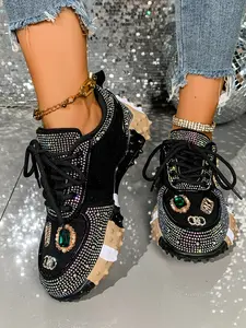 Women's Fashion Sports Shoes, Durian Sole Water Diamond Design, Elegant Casual Shoes, Perfect for Various Daily Scenarios