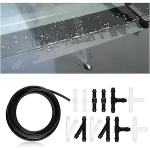 13.12Ft Windshield Washer Hose Kit with 12 Connectors, Rubber Windshield Wiper Hose Repair Kit, Universal Car Accessories for Windshield Fluid Hose Replacement