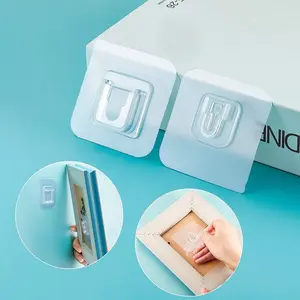 Strong Adhesive Wall Hooks, Transparent Dual-Sided Tape with Suction Cup, Space Saving Storage Hooks for Kitchen and Bathroom