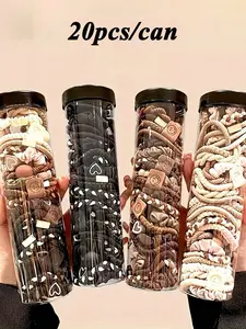 20pcs/Set Casual High Ponytail Hair Scrunchies, Solid Color Polyester Elastic Hair Ties, Stretchy Rubber Bands For All Seasons Hair Accessories Ponytail Holders, Hair Bobbles ,Gym Sport Outfit ,Hair Rope, Elastic Hair Accessory