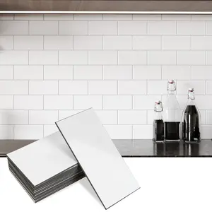 【fathersdaygift】Jeedeson Oil-proof and Durable Kitchen Splashback Panels 100  White 5.9 in. x 3 in. x 0.12 in self adhesive tile