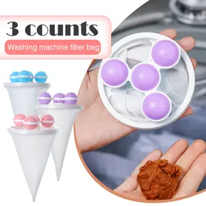 3 Counts Washing Machine Hair Filter Bag,Collects lint and small debris, Reduces clogging in washer, Maintains machine performance