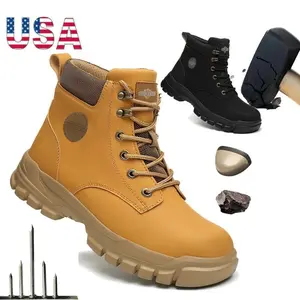Men's Steel Toe Work Boots,Lightweight & Puncture-Resistant Steel Toe Sneakers,Indestructible Work Boots,Construction Safety Shoes