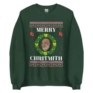 Merry Chrithmith Ugly Christmas Sweater, Mike Tyson Funny Christmas Sweatshirt, Ugly Christmas Sweater Menswear Athletic