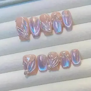 Press-On Nails with Adhesive Tabs or Nail Glue - Easy Application for Beginners or Longer Wear - Gentle on Nails - Reusable & Durable