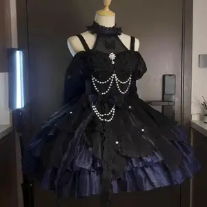 Summer Japanese Style Kawaii Lolita Dress Women Party Vintage Sweet Lace Bow Birthdays Cake Dresses Harajuku Y2k Bandage Dress