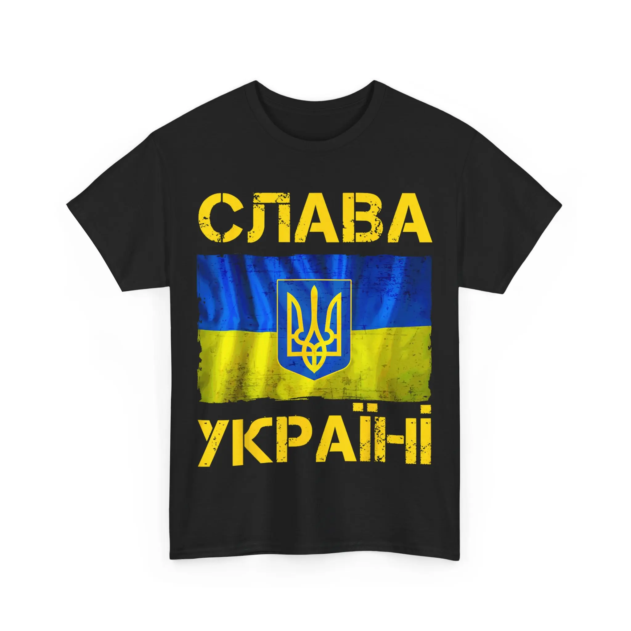 Slava Ukraini Ukrainian Flag - Support Ukraine Freedom Unisex T-Shirt Round Neck Shortsleeve Casual Clothing