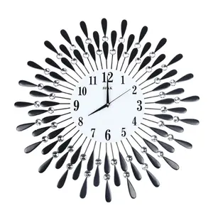 Luxury Large Wall Clock 3D Metal Living Room Feather Wall Watch Home Decor New