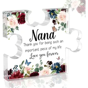 Nana Gifts, Nana Birthday Gifts, Unique Acrylic Puzzle-Shaped Plaque Desk Decorations, Nana Christmas Gifts for Nana Grandma Grammy Grandmother