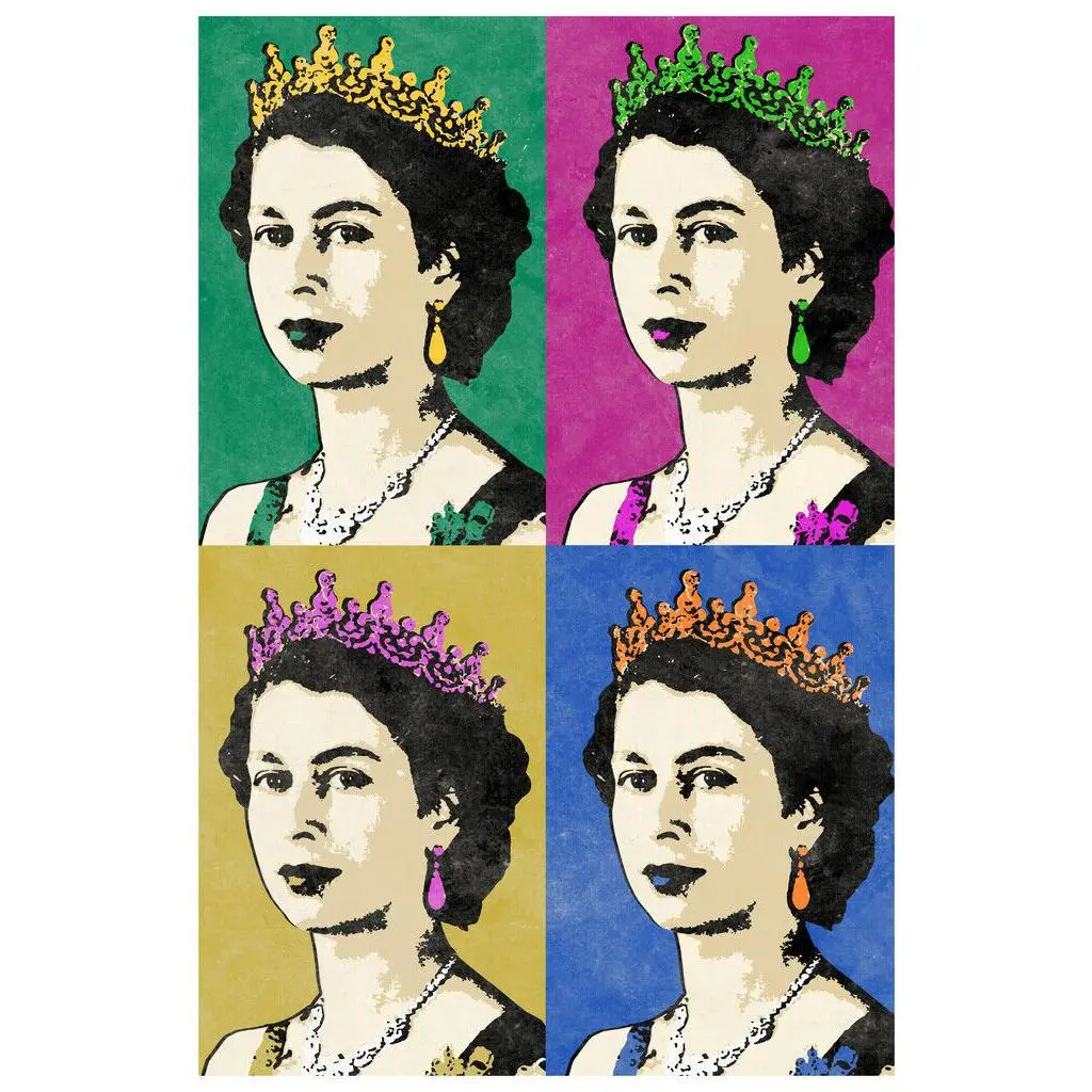 Queen Elizabeth II High-Definition Multicolor Pop Wall Decor Art Print Poster, 12x18 in Customizable Bar All-Seasons Room Decoration, Easy Installation Colorful Gift Ornament