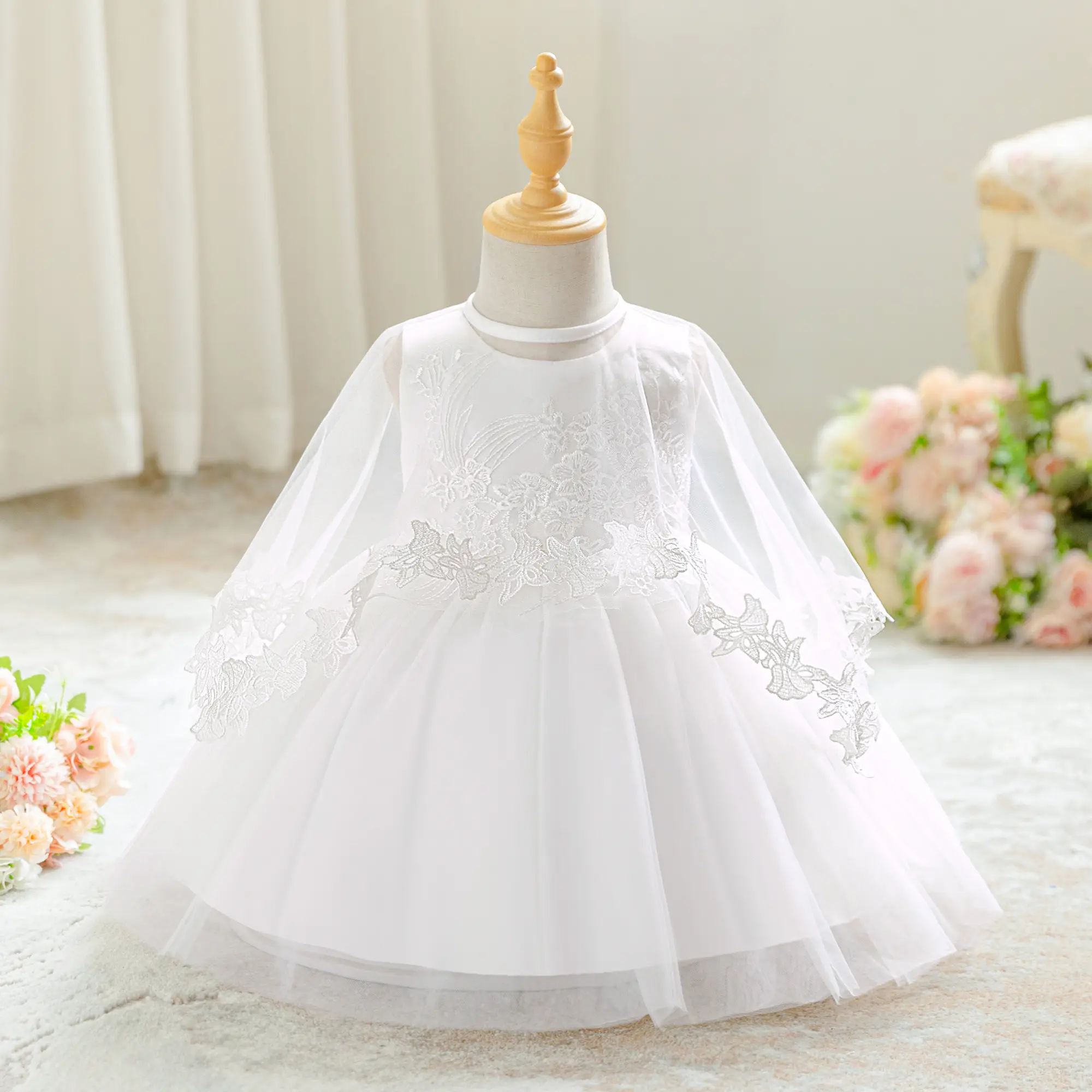 Anniversary White Embroidered 3066 Baby Girls Clothes Infant Birthday  Cocktail Dress Toddler Pageant Newborn Ball Gown Princess Baptism Frock  3-24M - TikTok Shop