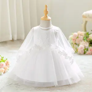 Anniversary White Embroidered 3066 Baby Girls Clothes Infant Birthday Cocktail Dress Toddler Pageant Newborn Ball Gown Princess Baptism Frock 3-24M