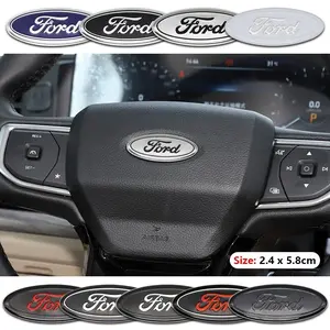1Pcs 5.8x2.4cm Aluminum alloy Ford Models Car Styling Car Steering Wheel Center Emblem Badge Logo Cover Sticker Interior Decoration Accessories For Ford Focus Mk2 Mk3 F150 Fiesta Mondeo Mk4 S-Max Fusion Ranger Explorer Transit Kuga