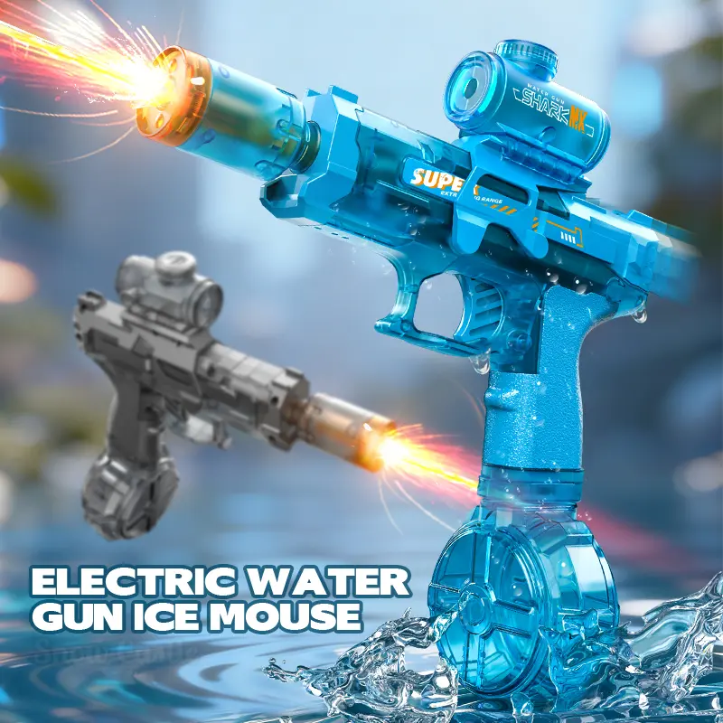 Portable Automatic Electric Water Gun - Waterblaster, Handheld Pulse-Type, USB-Rechargeable Lithium Cells, Large Detachable Drum Magazine, Fire Pulse Light, Unisex Kids Birthday Toy for Ages 3+, Pool Fun