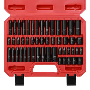 50PCS 1/4 Inch Drive Master Impact Socket Set,Metric/SAE,Deep/Shallow,6 Point,CR-V, 5/32 Inch - 9/16 Inch, 4mm - 15mm High Torque Tool Hex Wrenches#TikTokShopBlackFriday