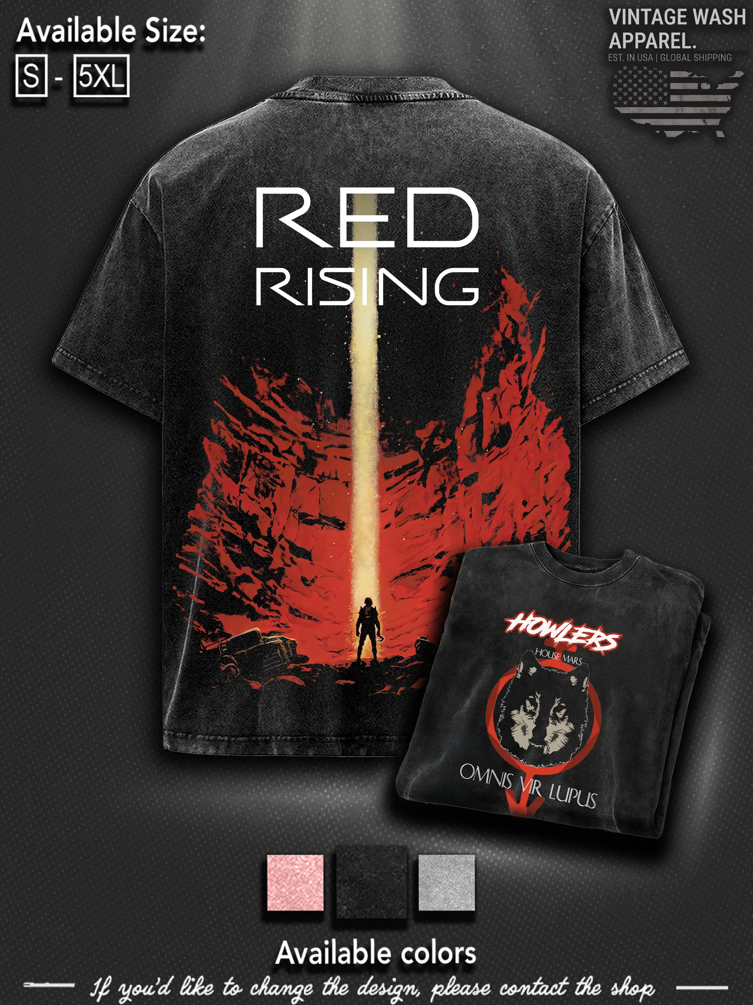 Red Rising Howler T-shirt Tanktop | Fantasy Design | Washed Tshirt Tanktop 2 Sided graphic merch Menswear Tee streetwear Top Casual graphic t-shirts
