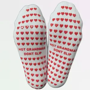 Hot Grandmas Don't Slip grip socks - White/Red - gift for grandma - nonslip socks for grandma - grandma Christmas gift