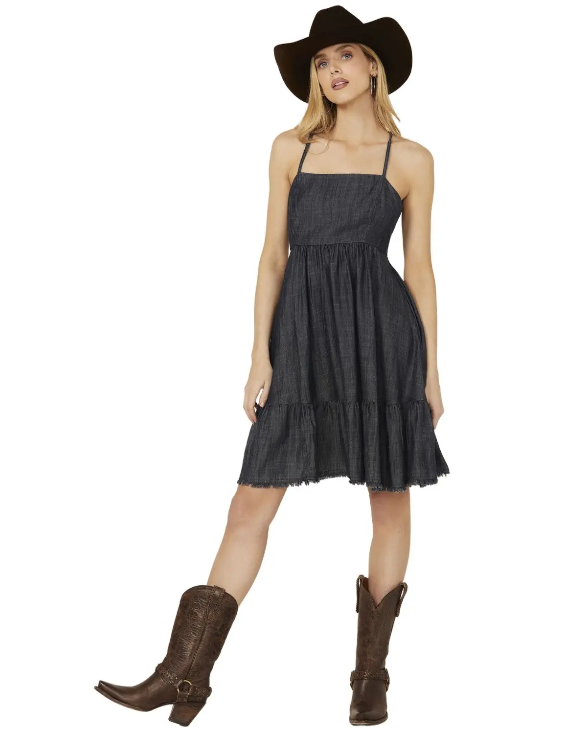 Ariat Women's Women'S Calico Chambray Tie Back Mini Dress - 10051285