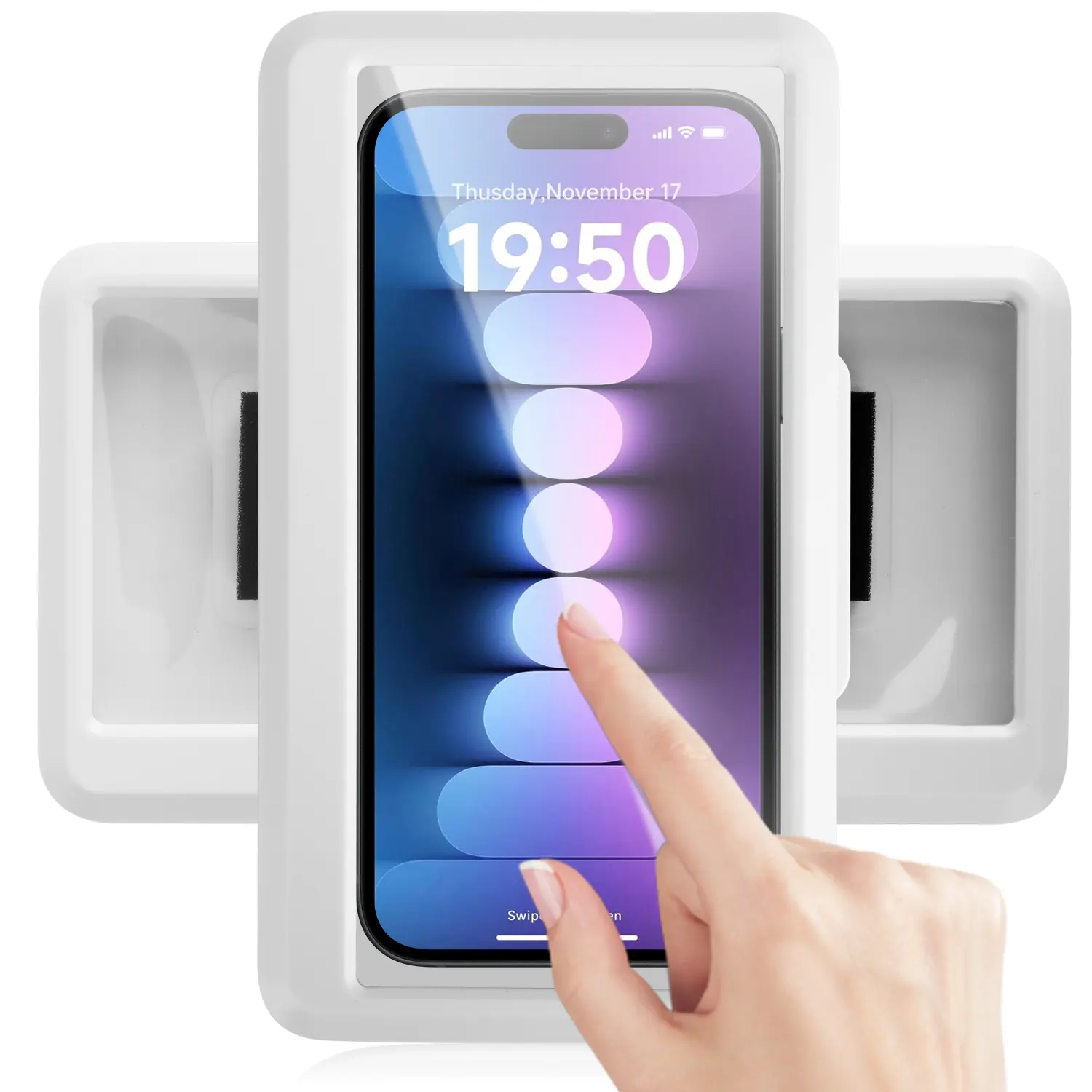 360° Rotating Bathroom Phone Holder – Wall Mounted Waterproof Anti-Fog Case, Shower/Toilet Phone Support Stand