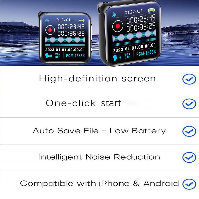 Smart recorder with speech-to-text, HD audio, one-touch recording, simple operation, large memory and long battery life
