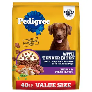 Pedigree Tender Bites Complete Nutrition Adult Chicken & Steak Flavor Dry Dog Food 40 lb Bag