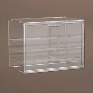 4-Tier Clear Acrylic Display Case for Action Figures, Dustproof Collectibles Storage Organizer Box with Adjustable Dividers
