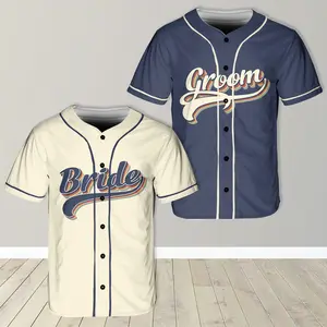 Personalized Bride And Groom Baseball Jersey  Custom Matching Couple Jersey  Baseball Jersey For Engagement  Married Couple  Wedding Jersey