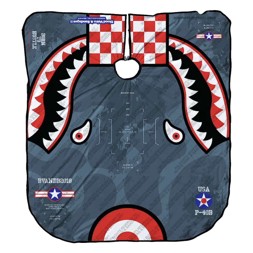 Flying Tiger Gray - Blood Veins and Bandages Elastic Collector's Barber Cape