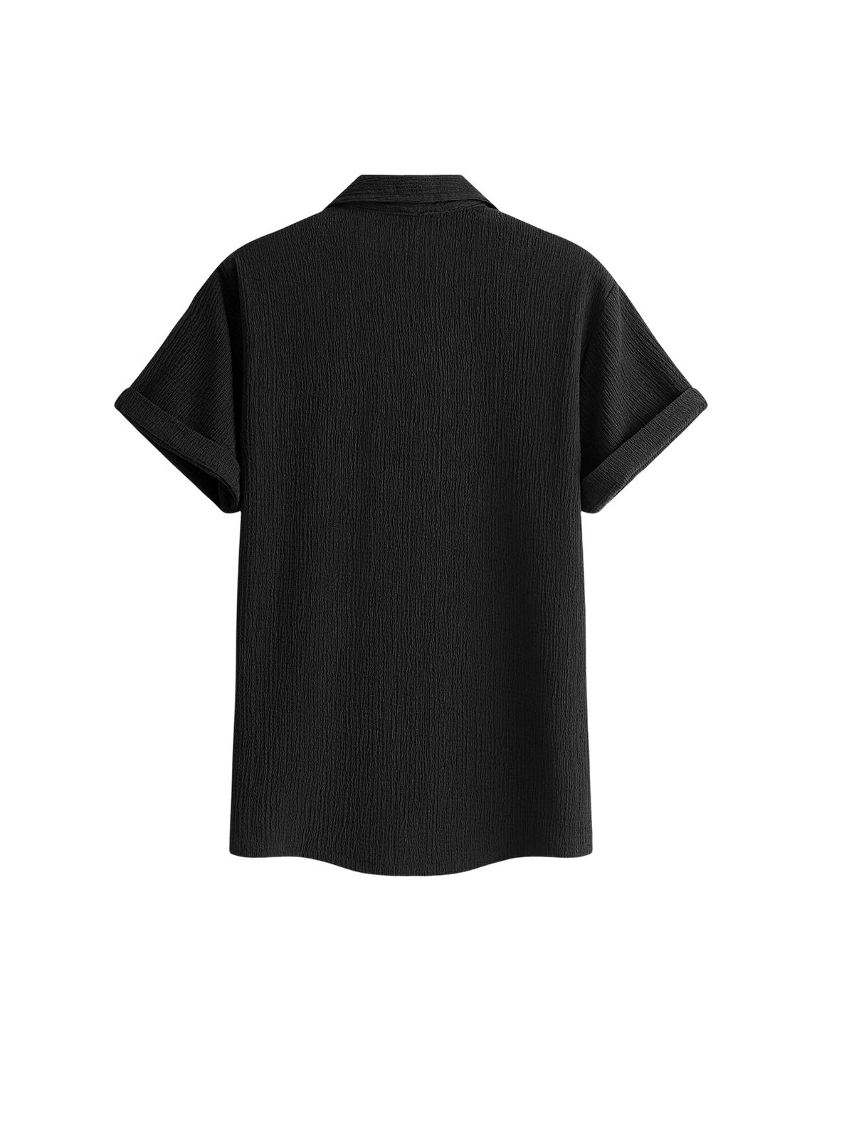 2-pack men’s summer short-sleeve shirts: men’s short-sleeve shirt, men’s shirt. Textured checkered short-sleeve shirt with button design; loose fit, turn-down collar, solid color, lightweight and breathable. Available in multiple colors—solid and versatil