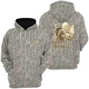 Swamp Cracker-Rural Rooster Camo T-Shirt, Sweatshirt, Hoodie with Tree Print, Long Sleeve Outdoor Hunting Pullover Hooded, Graphic 2 Sided Hunting Soft Cotton Camo Shirt, Gift for Hunter