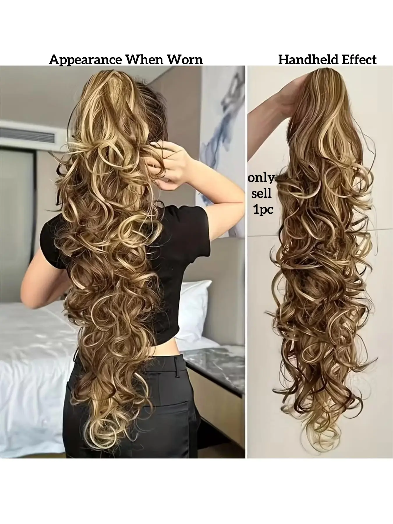 Heat-Resistant Ponytail Extension Wavy Curly Ponytails, 30-Inch Synthetic Curly Wavy Curly Wave Synthetic Fiber Extensions, Ideal for Daily Use and Parties, 1 Piece Pack Synthetic Hairpieces