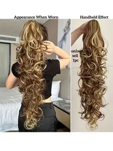 Heat-Resistant Ponytail Extension, 30-Inch Curly Wave Synthetic Fiber, Ideal for Daily Use and Parties, 1 Piece Pack Synthetic Hairpieces