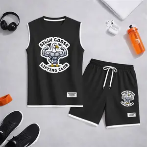 Men's Casual 2 Piece Outfit Graphic Tank Top and Shorts Set, Sleeveless Summer Matching Clothes, Regular Fit Streetwear Set for Men, Soft Lightweight Fashion Outfit for Travel and Weekend Wear