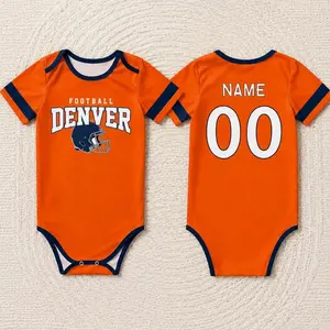 Personalized baby onesies Denver, Customizable name and number soccer baby onesies, Match day outfits, Sports fan baby gifts.