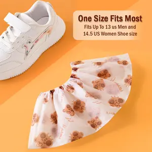 50 counts Disposable Thickened Cartoon Shoe Covers,Home Indoor Non-slip Anti-dirty Foot Cover, Breathable Foot Covers for Shoes Water Proof White