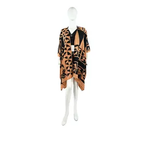 HAWAIIAN PRINT KIMONO - Brown Tribal