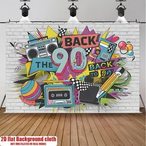 90s Retro 2D Flat Reusable Polyester Backdrop Banner, 1PC Summervibes Photography Decor Cloth for Birthday Parties, Home & Festive Supplies