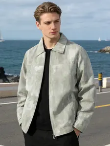 Men's casual Zippered jacket, zipper closure - lapel design, 100% polyester fiber, fashionable tie dye distressed fabric, men's versatile jacket, Coats, machine washable, suitable for daily leisure, work and travel wear - spring and autumn seasons