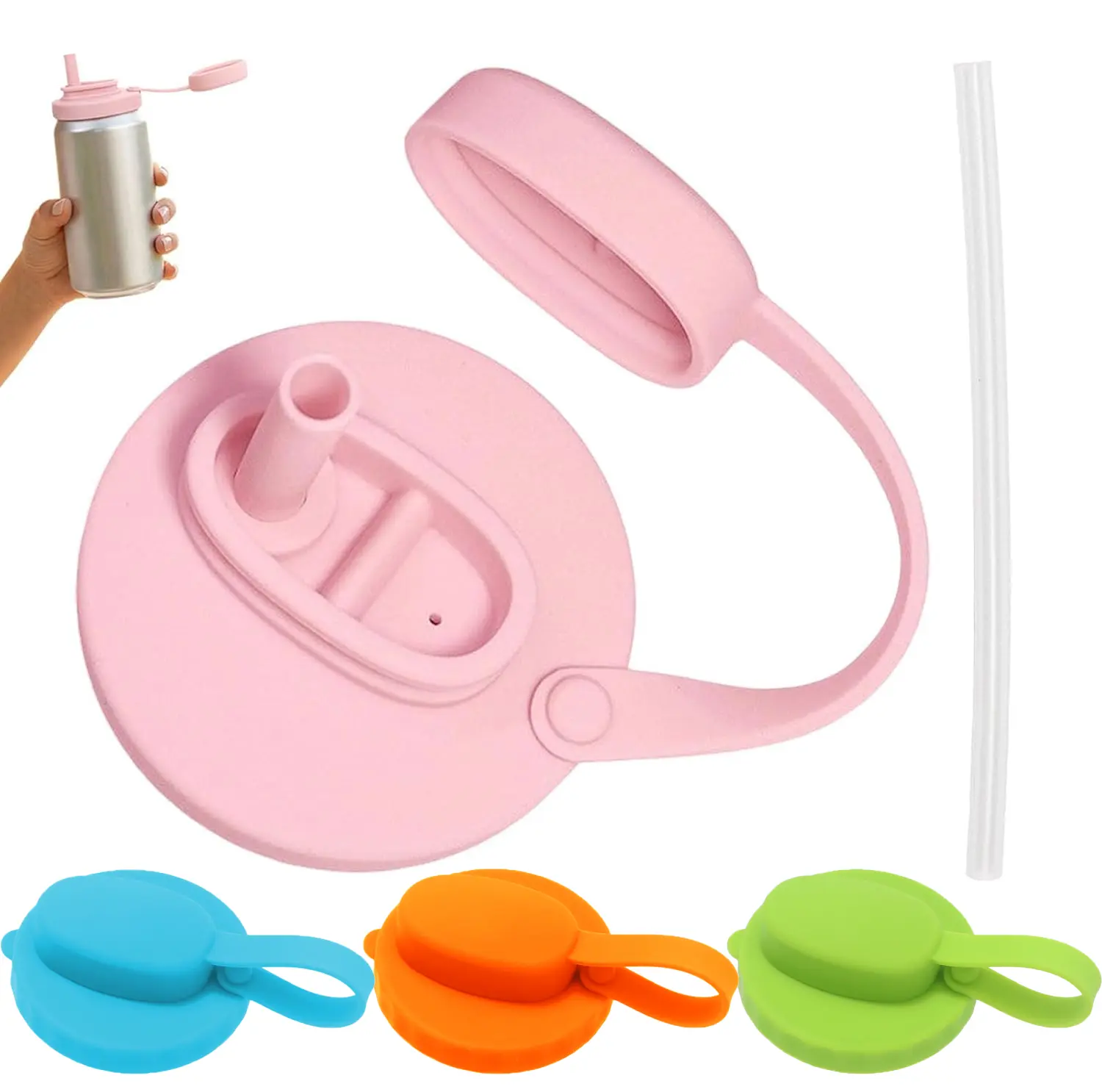 4PC Soda Can Lid, Reusable Can Sealing Lid with Straw Drink Can Lid Leak-proof Design Suitable for all standard cans