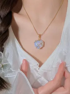 Barbie Diamond Castle Heart Necklace, Princess Peach Heart Lockbone Chain, Couple Best Friend Gift, Versatile Fall Winter Sweater Accessory