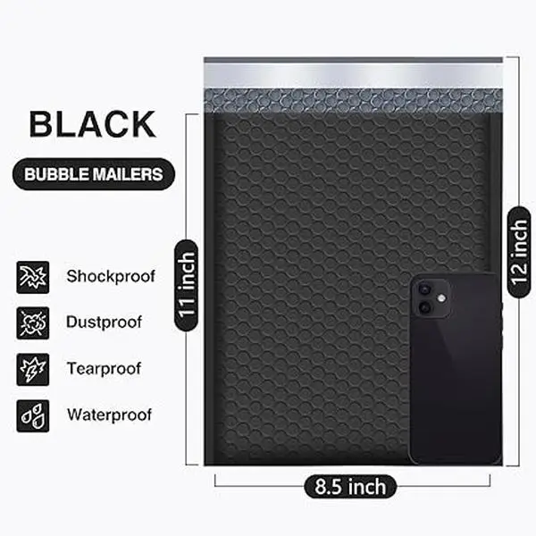 Bubble Mailers 8.5x12 Inch Black