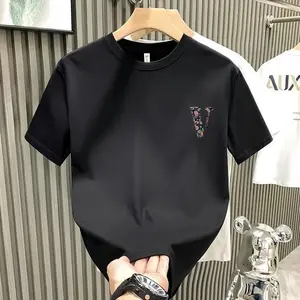 Unisex Short-Sleeve Round Neck 100% Cotton Casual T-Shirt - Soft, Breathable, Vibrant V-Pattern Top, Ideal for Streetwear & Versatile Gifting,summervibes