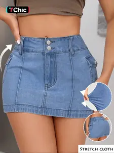 GILIPUR Y2K women's denim skirt, casual high waist Button Fit denim skirt, casual and fashionable denim skirt for daily outdoor wear, women's summer bottoms #denimskirt