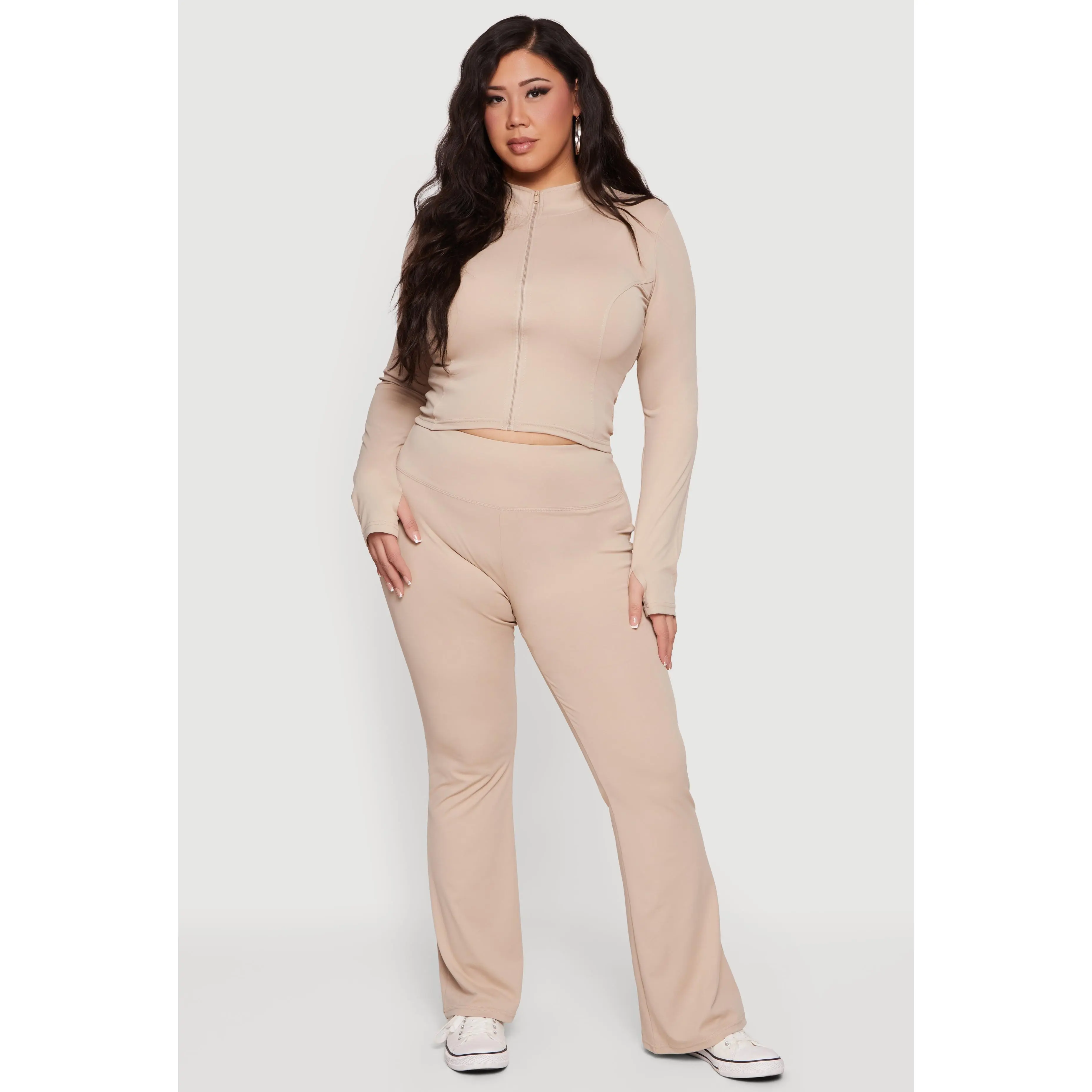 Plus Size High Waisted Flare Leg Active Pants